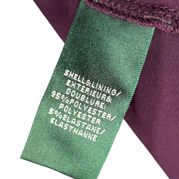 Lauren Ralph Lauren Purple White Polka Dot Faux Wrap Dress Midi Size 12 Preppy - Picture 6 of 9